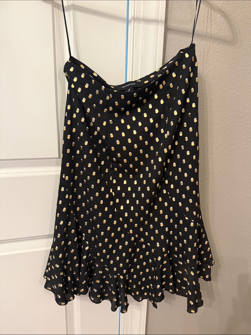 Who What Wear Black Dress with Gold Polka Dots